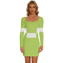 A Minimalist Pattern With Simple Lines And Shapes, Creating A Clean And Modern Aesthetic 02 Long Sleeve Square Neck Bodycon Velvet Dress