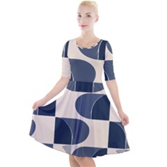 A Minimalist Pattern With Simple Lines And Shapes, Creating A Clean And Modern Aesthetic 04 Quarter Sleeve A-line Dress