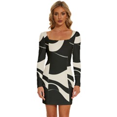 A Minimalist Pattern With Simple Lines And Shapes, Creating A Clean And Modern Aesthetic 06 Long Sleeve Square Neck Bodycon Velvet Dress