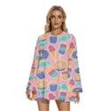 Ice Cream Donut Sweets Candie Round Neck Long Sleeve Bohemian Style Chiffon Mini Dress View1