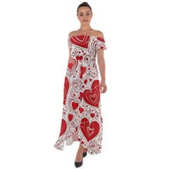 Be My Valentine Off Shoulder Open Front Chiffon Dress