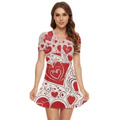 Be My Valentine V-neck High Waist Chiffon Mini Dress