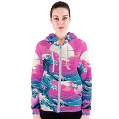 Waves Mountains Sky Women s Zipper Hoodie