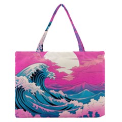 Waves Mountains Sky Zipper Medium Tote Bag