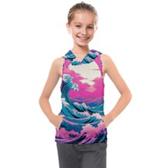 Waves Mountains Sky Kids  Sleeveless Hoodie