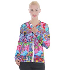 Cabbage Flower Abstract Casual Zip Up Jacket by okhismakingart
