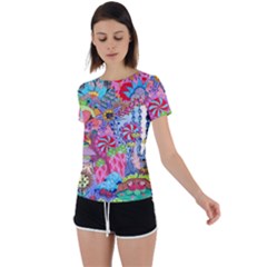 Cabbage Flower Abstract Back Circle Cutout Sports T-shirt by okhismakingart