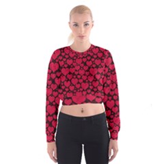 Valentines Day Hearts Pattern Love Red Cropped Sweatshirt