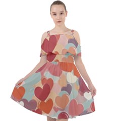 Valentines Day Hearts Romance Love Cut Out Shoulders Dress by Posterlux