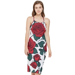 Roses Bodycon Cross Back Summer Dress