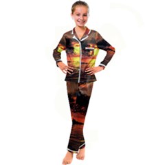 Sunset Nature Sea Dusk Landscape Kids  Satin Long Sleeve Pajamas Set