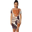 Leaves Boho Monster Nature Fitted Knot Split End Bodycon Dress View1