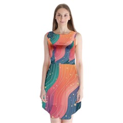 Art Abstract Pattern Sleeveless Chiffon Dress  