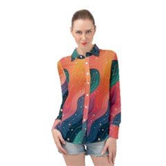 Art Abstract Pattern Long Sleeve Chiffon Shirt