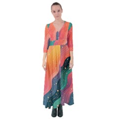 Art Abstract Pattern Button Up Maxi Dress by Salmanaz77