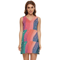 Art Abstract Pattern Tiered Sleeveless Mini Dress by Salmanaz77