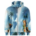 Delicate Watercolor Painting Surreal Oasis Scene With Intense Dramatic Lighting Men s Zipper Hoodie View1