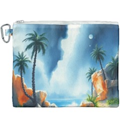 Delicate Watercolor Painting Surreal Oasis Scene With Intense Dramatic Lighting Canvas Cosmetic Bag (xxxl) by pollyparadiseartshop