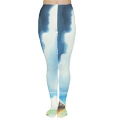 Delicate Watercolor Painting Surreal Oasis Scene With Intense Dramatic Lighting Tights