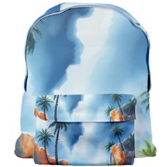 Delicate Watercolor Painting Surreal Oasis Scene With Intense Dramatic Lighting Giant Full Print Backpack