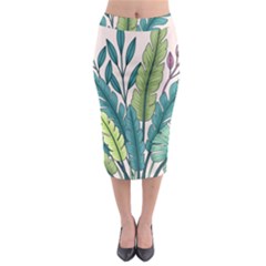 Illustrations Plants Nature Leaves Midi Pencil Skirt