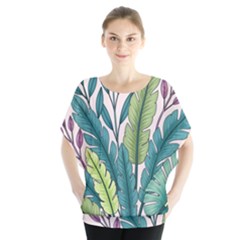 Illustrations Plants Nature Leaves Batwing Chiffon Blouse