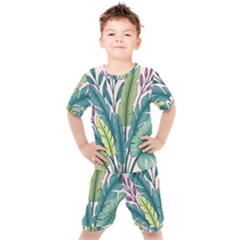 Illustrations Plants Nature Leaves Kids  T-shirt And Shorts Set by Salmanaz77