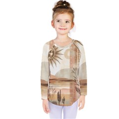 Abstract Sun Boho Bohemian Design Kids  Long Sleeve T-shirt