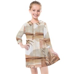 Abstract Sun Boho Bohemian Design Kids  Quarter Sleeve Shirt Dress by Salmanaz77