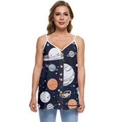 Space Galaxy Universe Stars Sky Casual Spaghetti Strap Chiffon Top