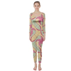 Abstract Pattern Design Scrapbooking Long Sleeve Catsuit