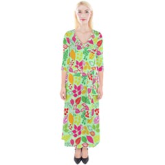 Flower Flora Floral Nature Pattern Seamless Quarter Sleeve Wrap Maxi Dress