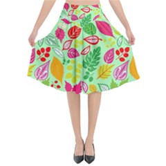 Flower Flora Floral Nature Pattern Seamless Flared Midi Skirt