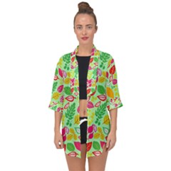 Flower Flora Floral Nature Pattern Seamless Open Front Chiffon Kimono