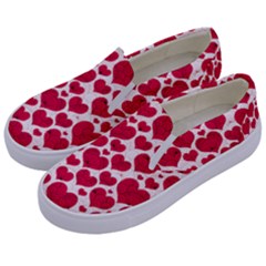 Hearts Valentine Pattern Seamless Kids  Canvas Slip Ons by Bedest