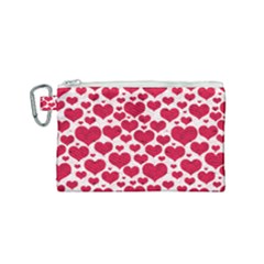 Hearts Valentine Pattern Seamless Canvas Cosmetic Bag (small) by Bedest