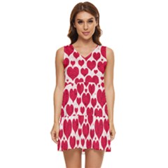 Hearts Valentine Pattern Seamless Tiered Sleeveless Mini Dress by Bedest