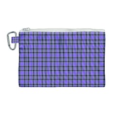 Blue Tartan Plaid 1 Canvas Cosmetic Bag (large)