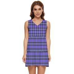 Blue Tartan Plaid 1 Tiered Sleeveless Mini Dress by dressshop