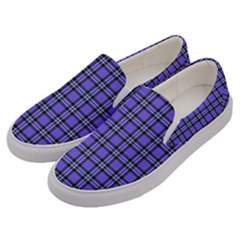 Blue Tartan Plaid 1 Men s Canvas Slip Ons