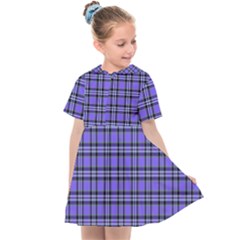 Blue Tartan Plaid 1 Kids  Sailor Dress