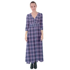 Purple Plaid Tartan 1 Button Up Maxi Dress by dressshop