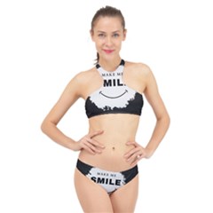 Black And White Simple Make Me Smile T Shirt 20250203 014057 0000 High Neck Bikini Set