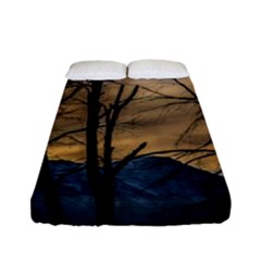 Tree Silhouette At Border Of Nahuel Haupi Lake, Rio Negro, Argentina Fitted Sheet (full/ Double Size) by dflcprintsclothing