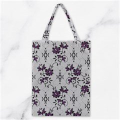 Elegant Purple Floral Jacquard Mesh Lace Fabric Classic Tote Bag by ArtfulThreads