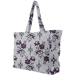 Elegant Purple Floral Jacquard Mesh Lace Fabric Simple Shoulder Bag by ArtfulThreads