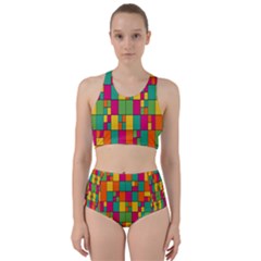 Abstract-background Racer Back Bikini Set