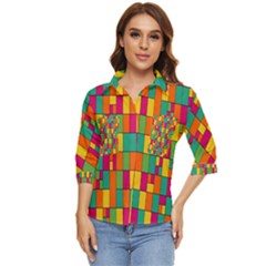 Abstract-background Women s Quarter Sleeve Pocket Shirt