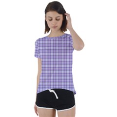 Purple Plaid Tartan 2 Short Sleeve Open Back T-shirt by dressshop