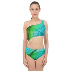 Texture Green Leaf Abstraction 3d Spliced Up Two Piece Swimsuit